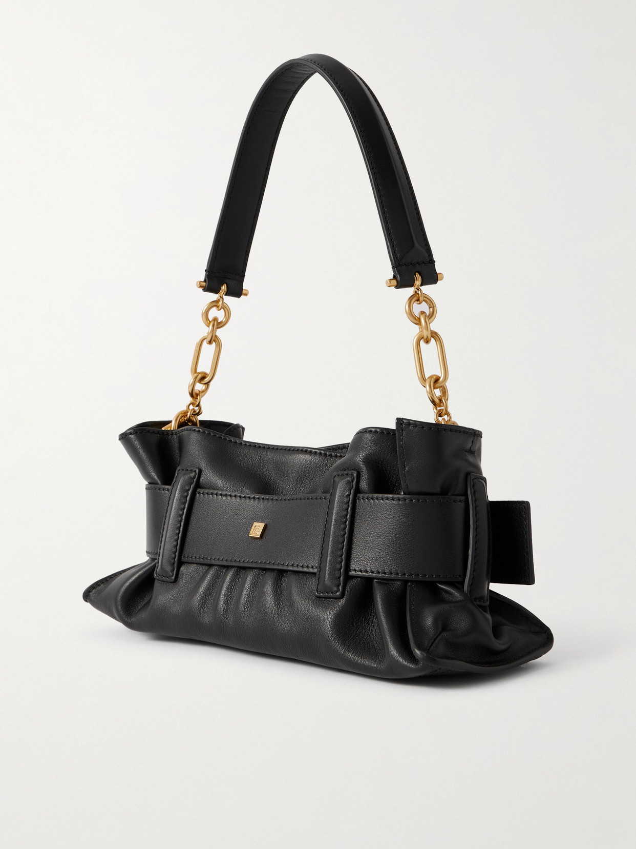 Balmain Anthem Buckled Leather Shoulder Bag In Black
