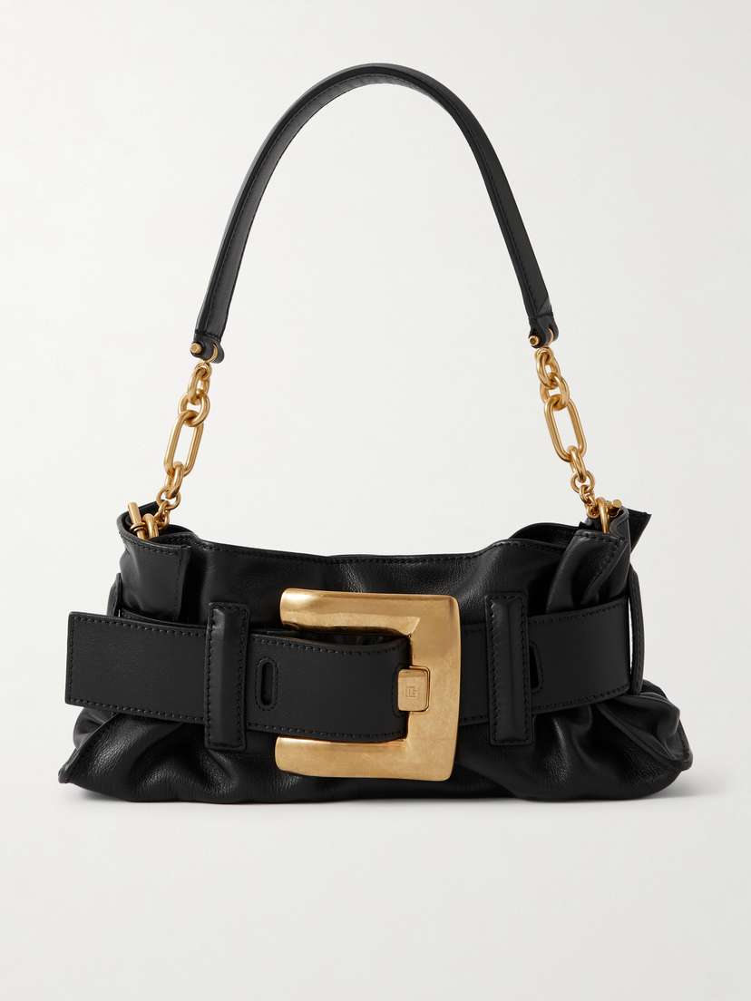 Balmain Anthem Buckled Leather Shoulder Bag