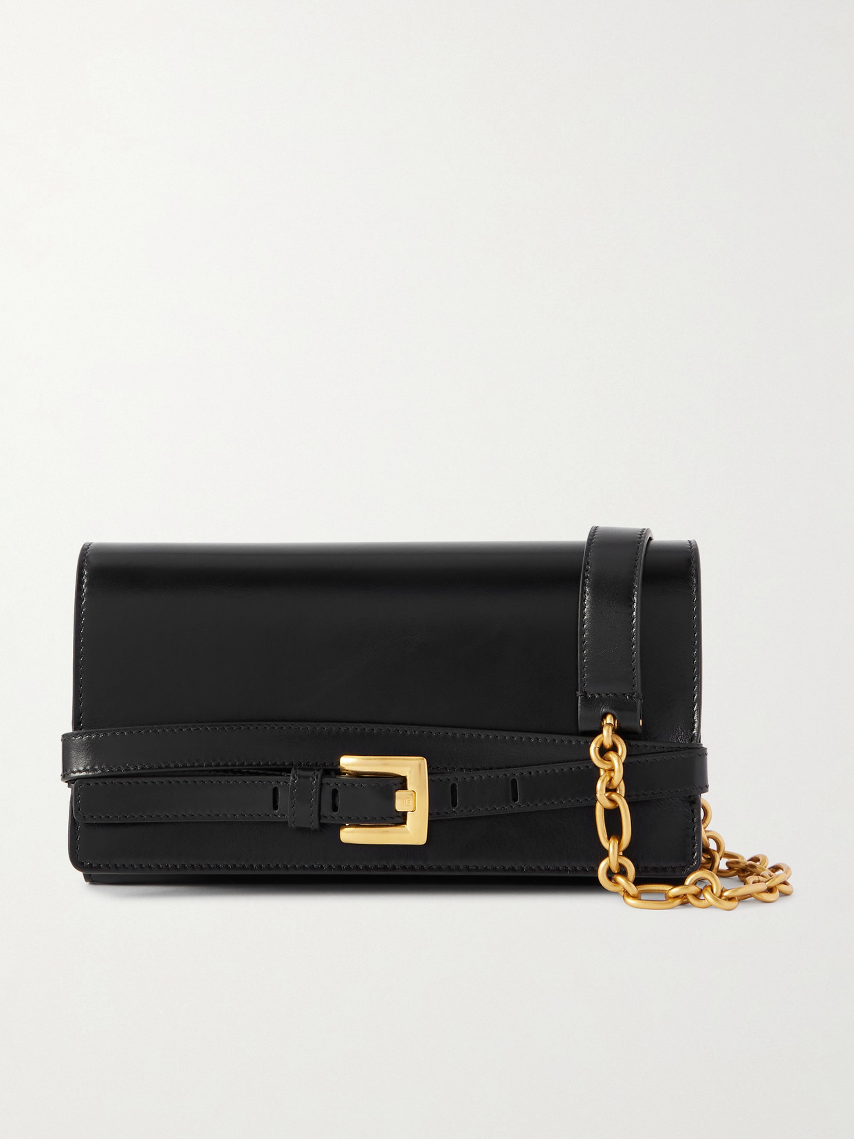 Balmain Shuffle Buckled Leather Shoulder Bag In Black