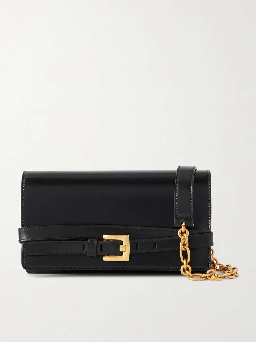 Balmain Shuffle Buckled Leather Shoulder Bag