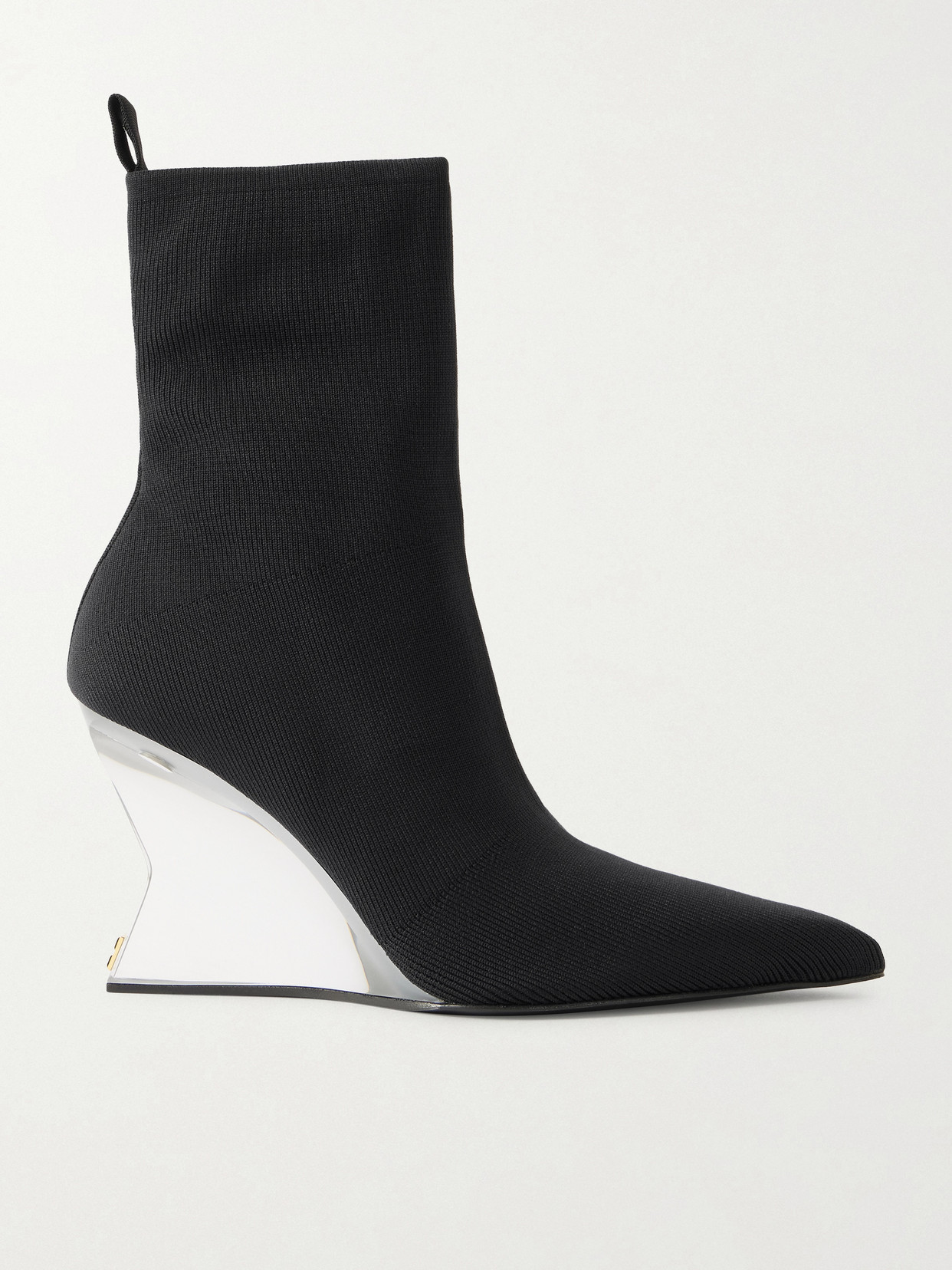 Balmain 95 Ribbed Stretch-knit Wedge Ankle Boots In Black