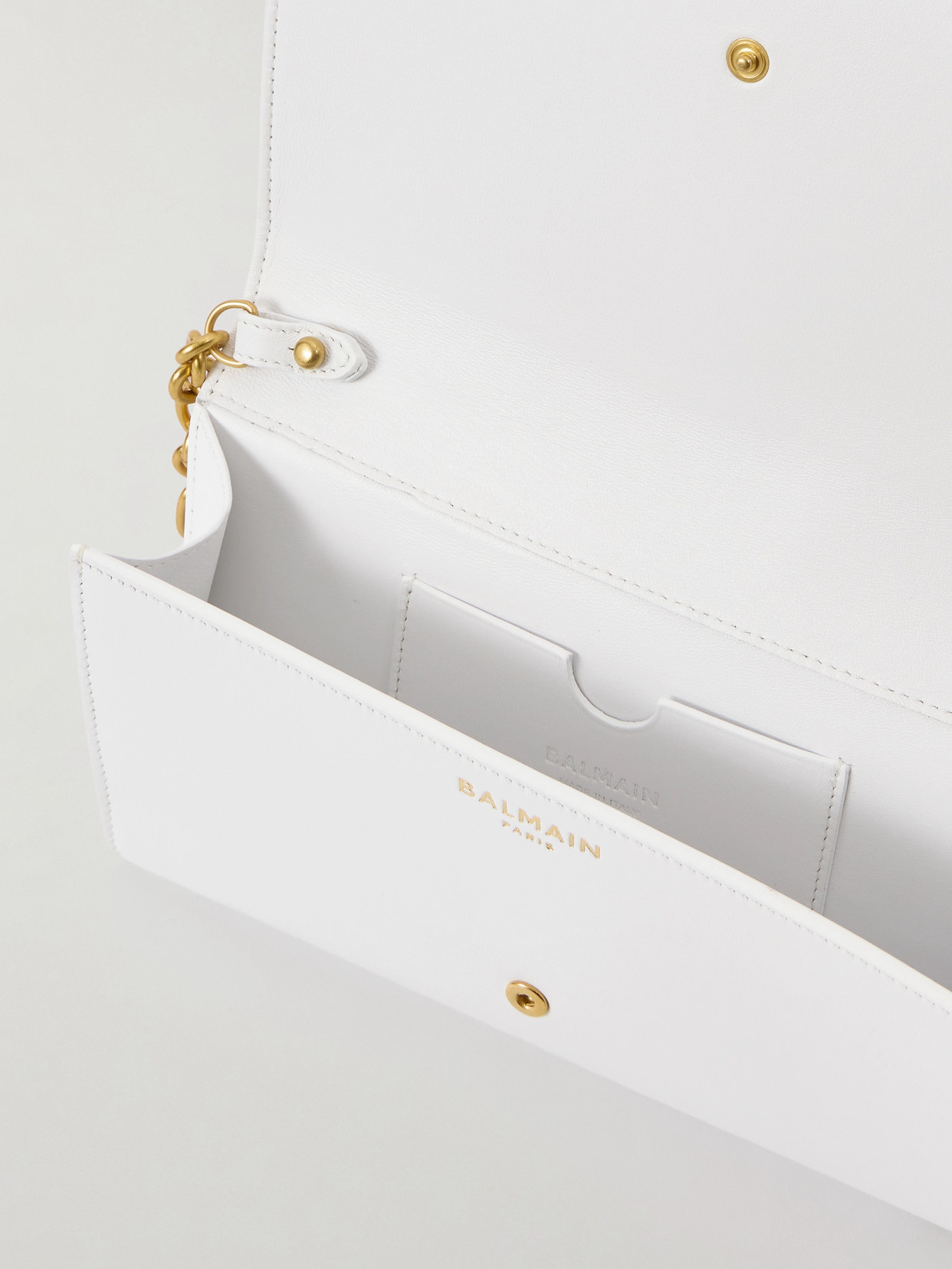 Balmain Shuffle Buckled Leather Shoulder Bag In White