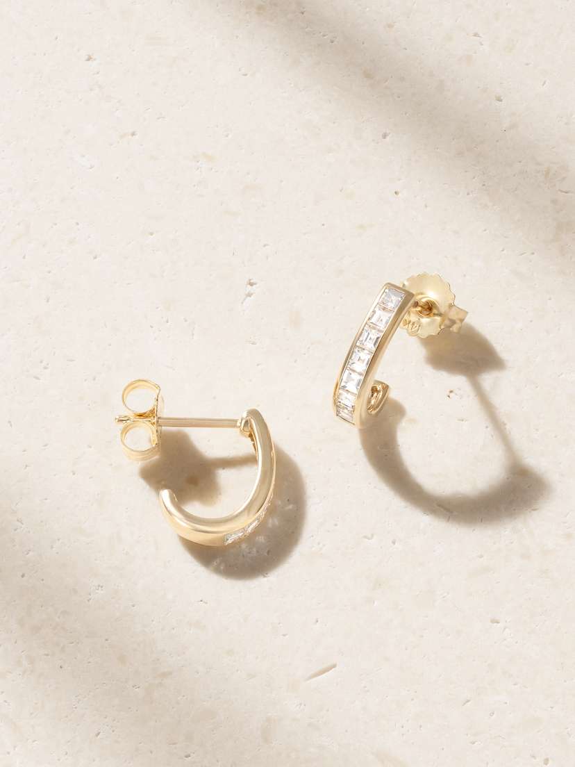 Lucy Delius Baby 14-karat Gold Diamond Hoop Earrings