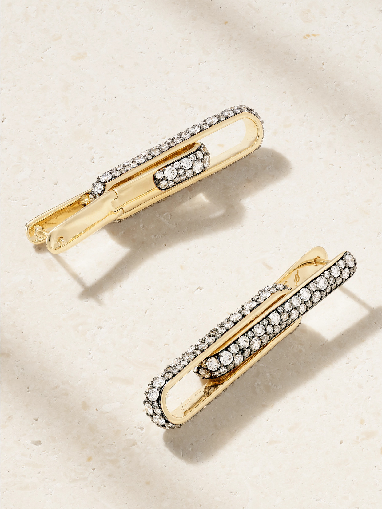 Lucy Delius 14ct Gold Diamond Stirrup Drop Earrings In Gold