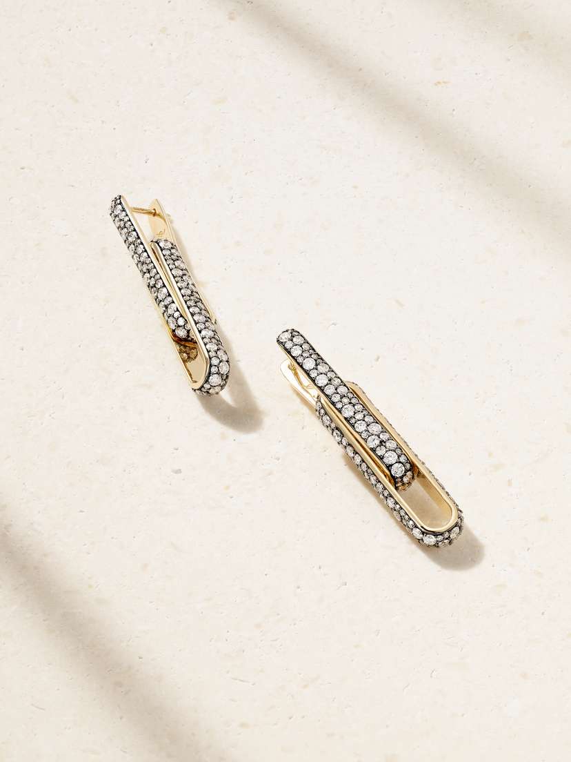 Lucy Delius Stirrup 14-karat Gold Diamond Earrings
