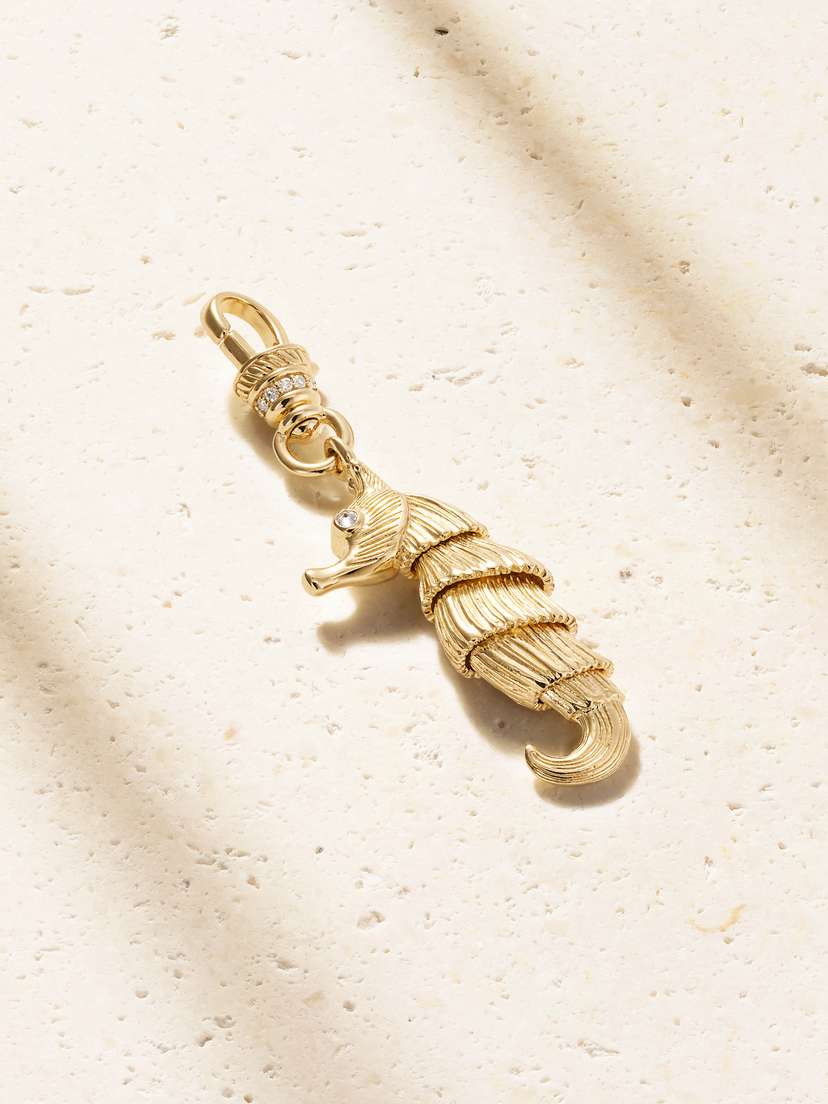 Lucy Delius Pot-belly Seahorse 14-karat Gold Diamond Pendant