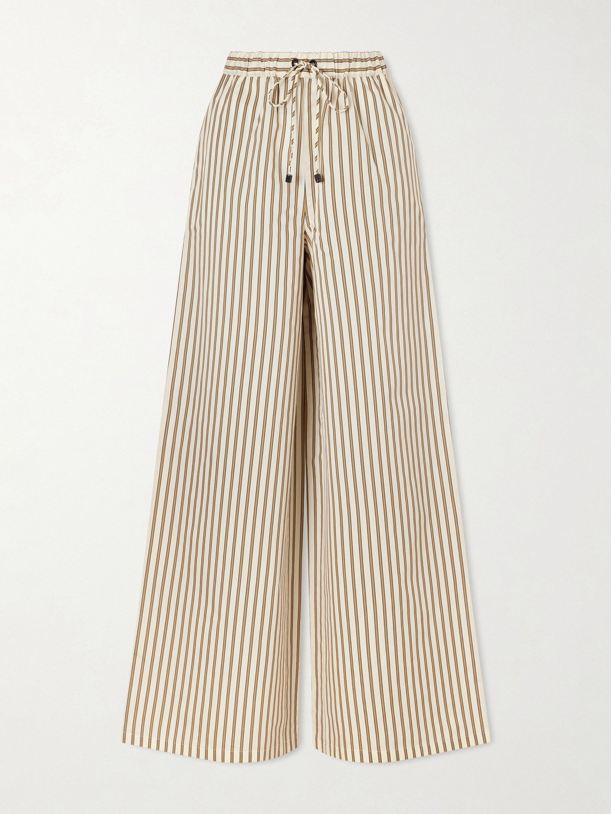 Max Mara Wide-fit Striped Cotton And Silk Canvas Trousers In Brown