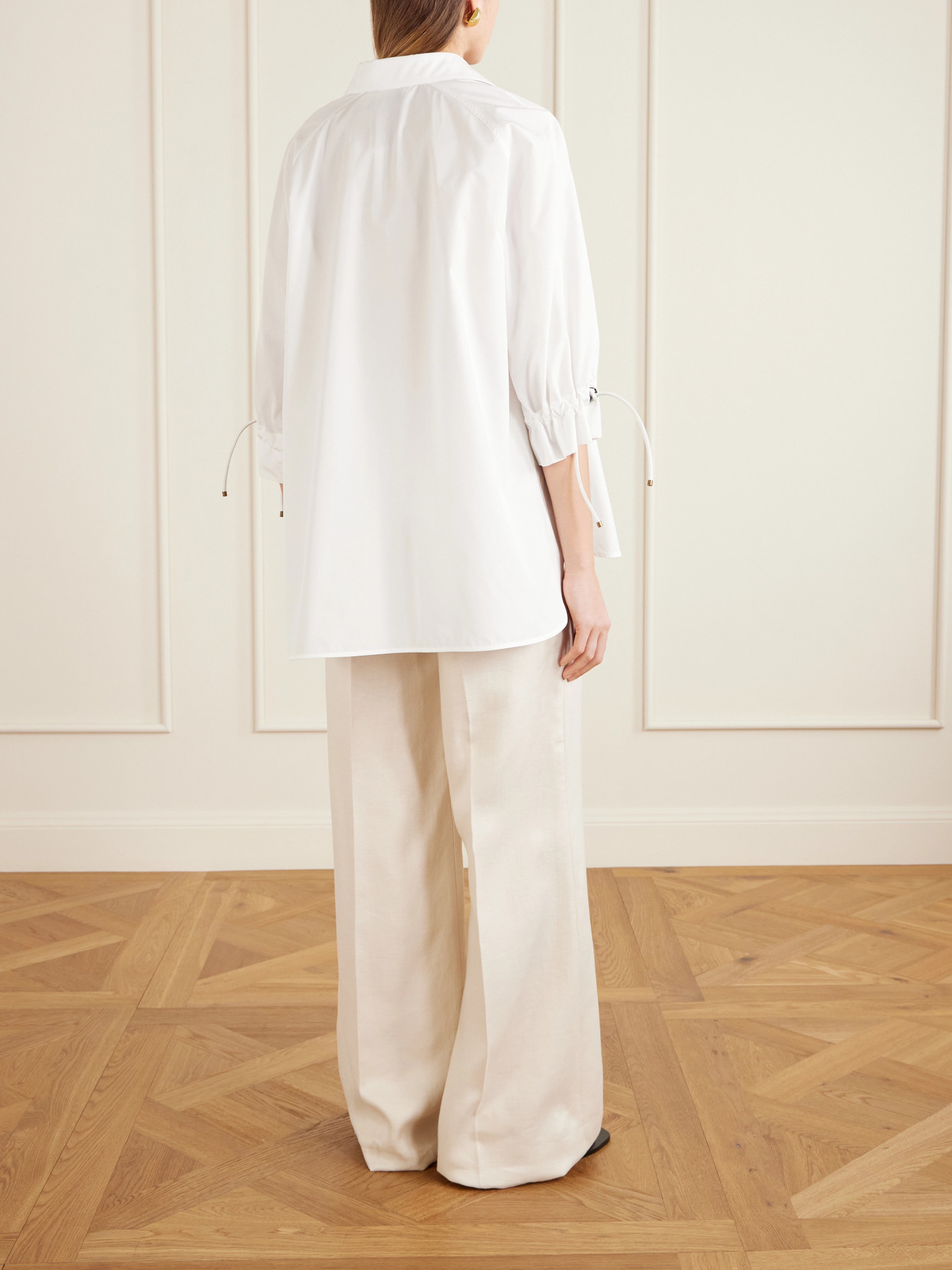 Tie-Detailed Cotton-Poplin Blouse