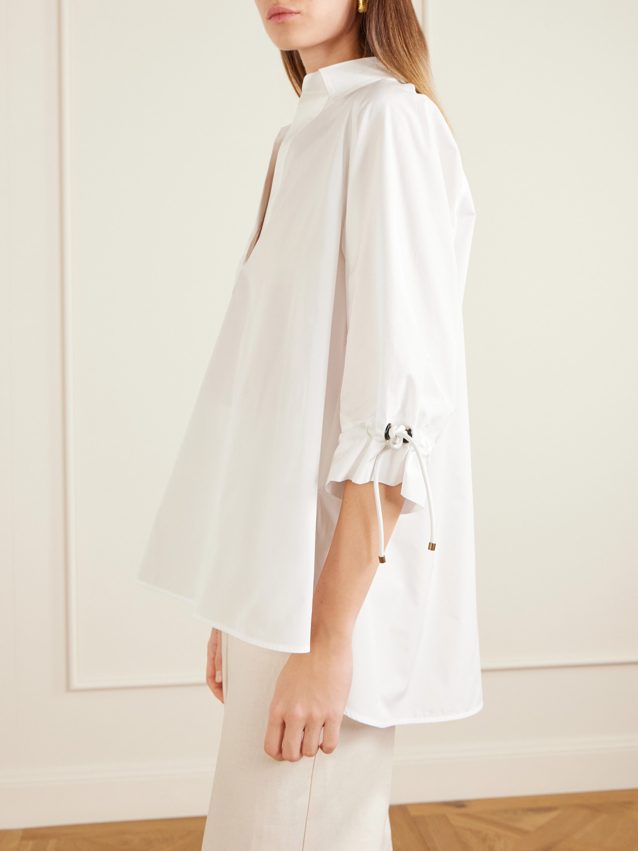 Tie-Detailed Cotton-Poplin Blouse