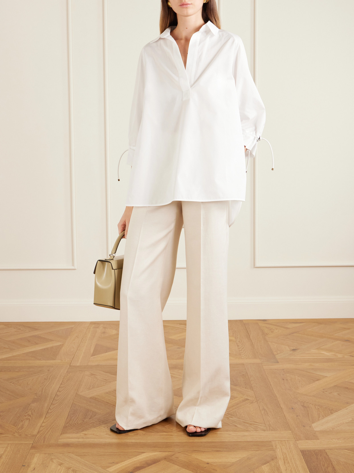 Tie-Detailed Cotton-Poplin Blouse