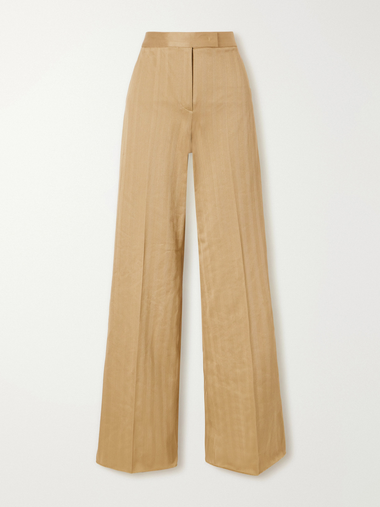 Max Mara Herringbone Cotton Wide-leg Pants In Brown