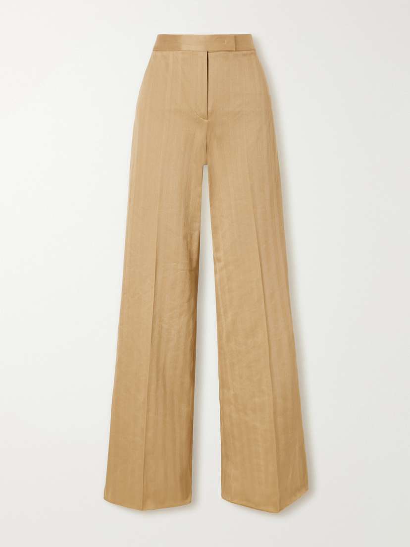 Max Mara — Herringbone cotton wide-leg pants