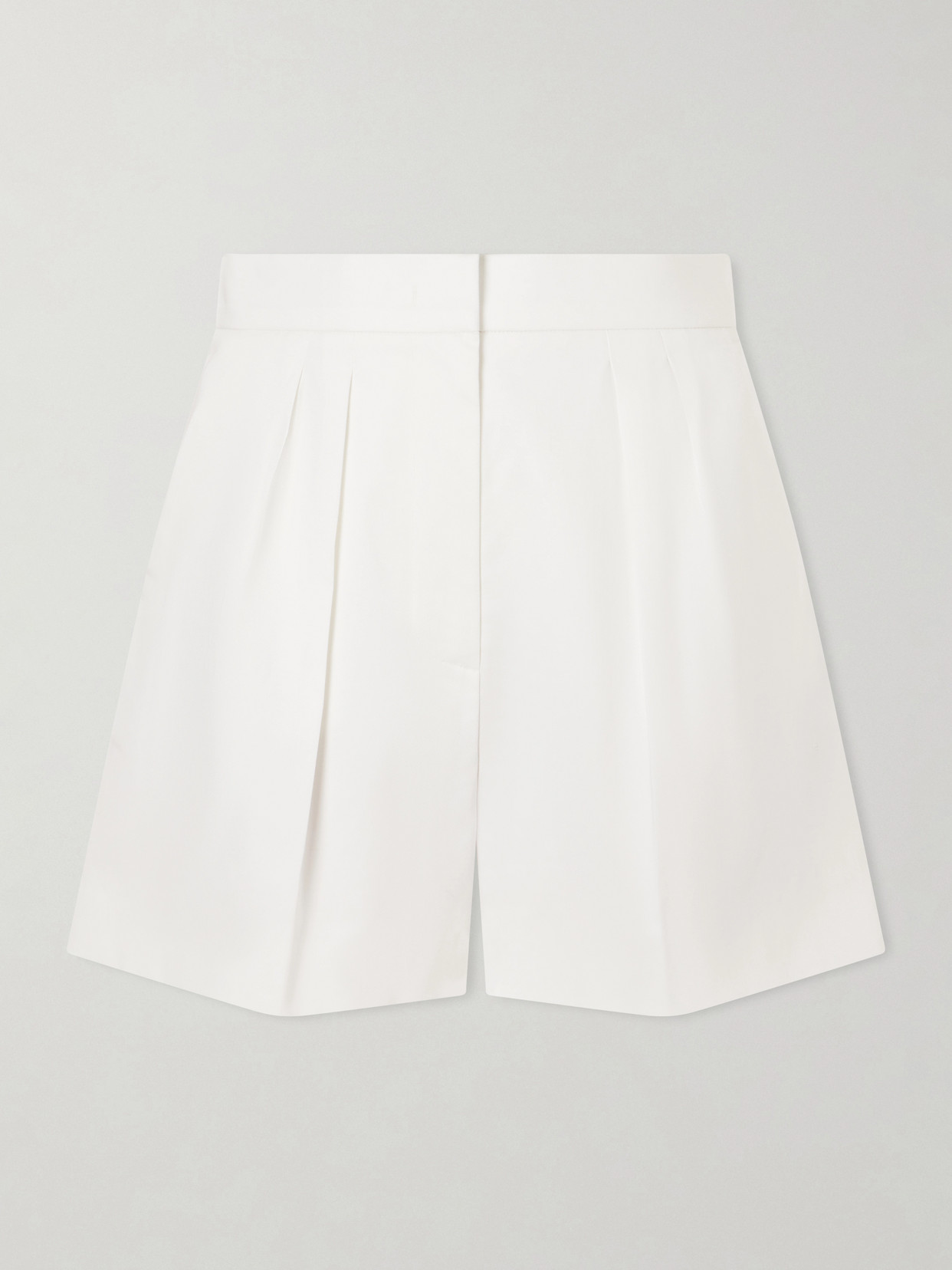 Max Mara Pleated Cotton-blend Shorts In White