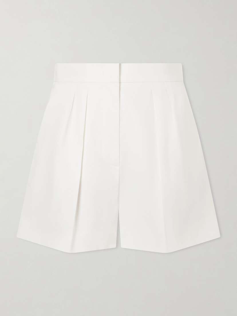 Max Mara Pleated Cotton-blend Shorts