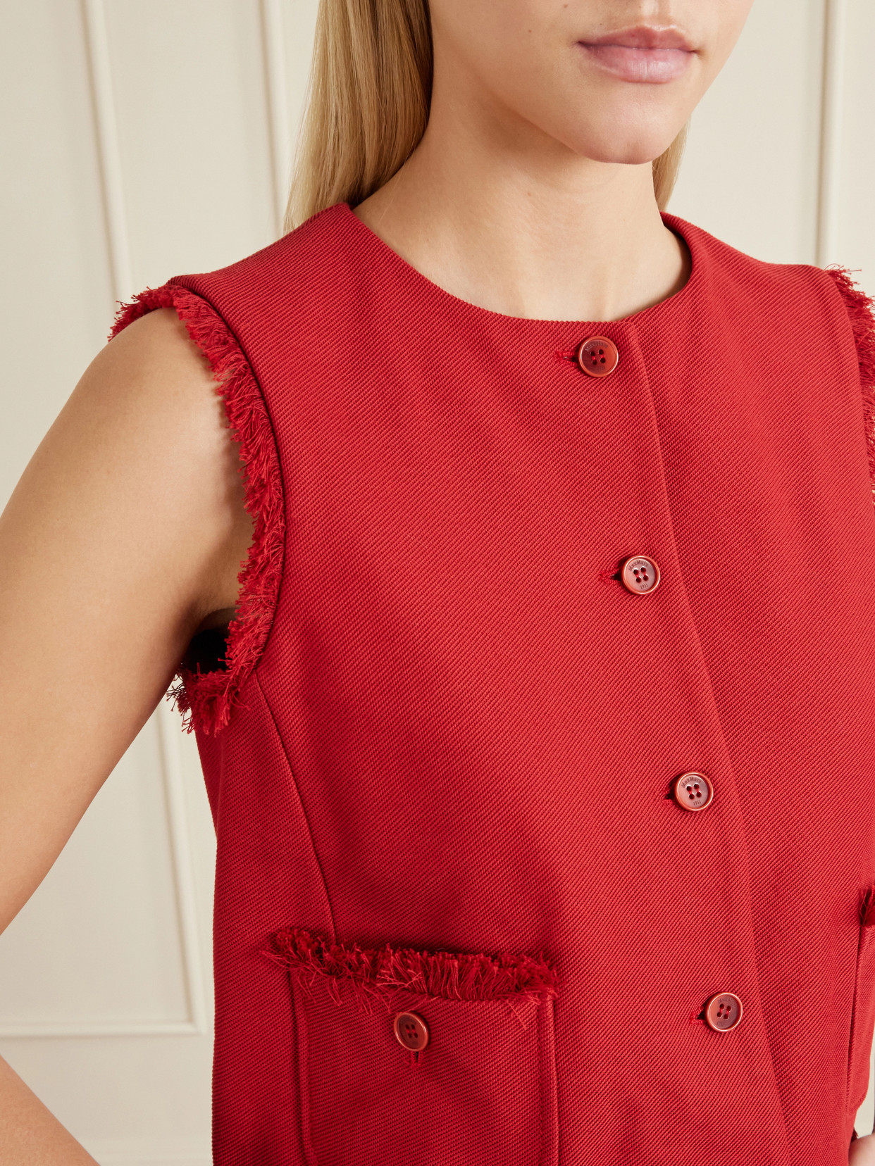 Frayed Cotton-Twill Vest