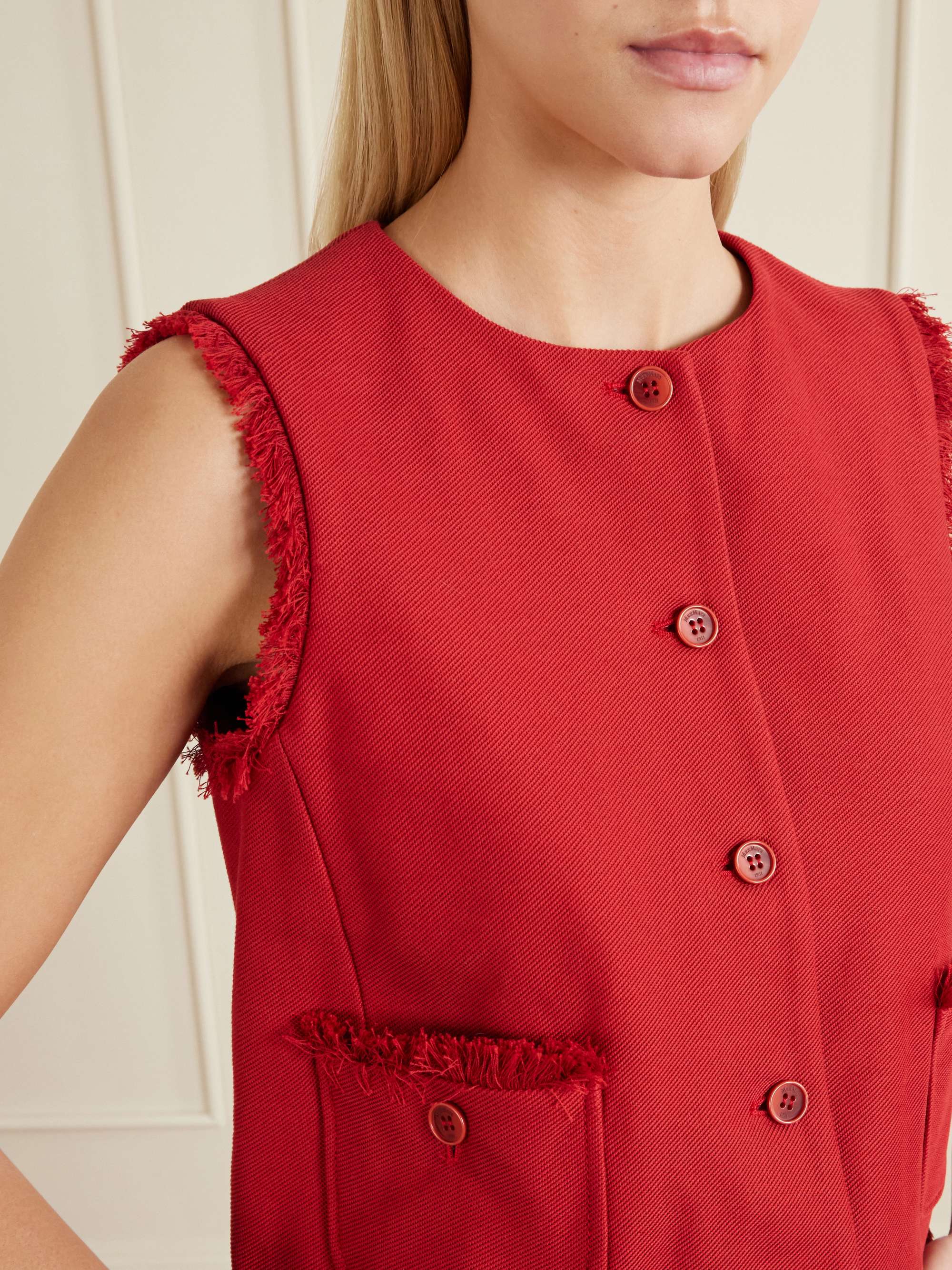 MAX MARA Frayed cotton-twill vest | NET-A-PORTER