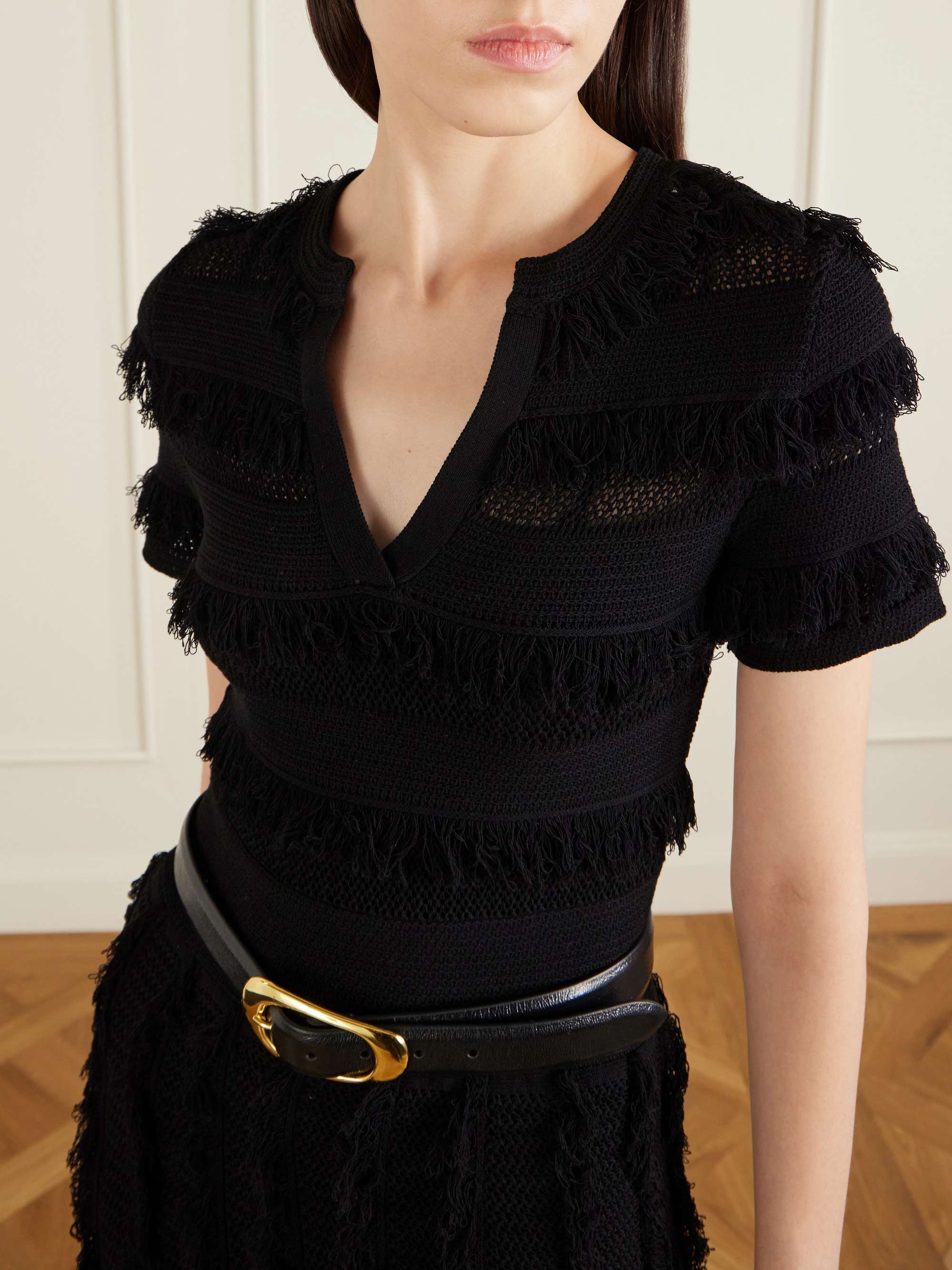 MAX MARA Grazia fringed knitted midi dress | NET-A-PORTER