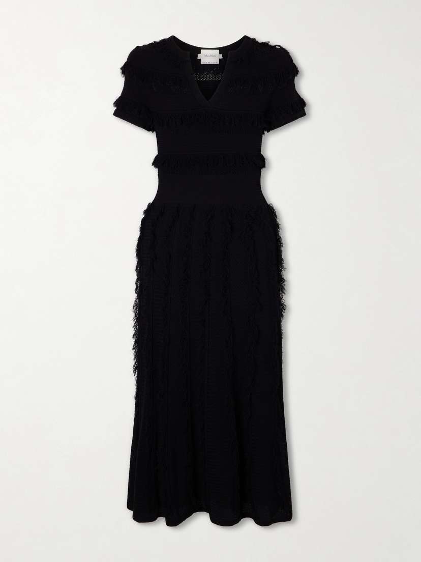 Max Mara Grazia Fringed Knitted Midi Dress
