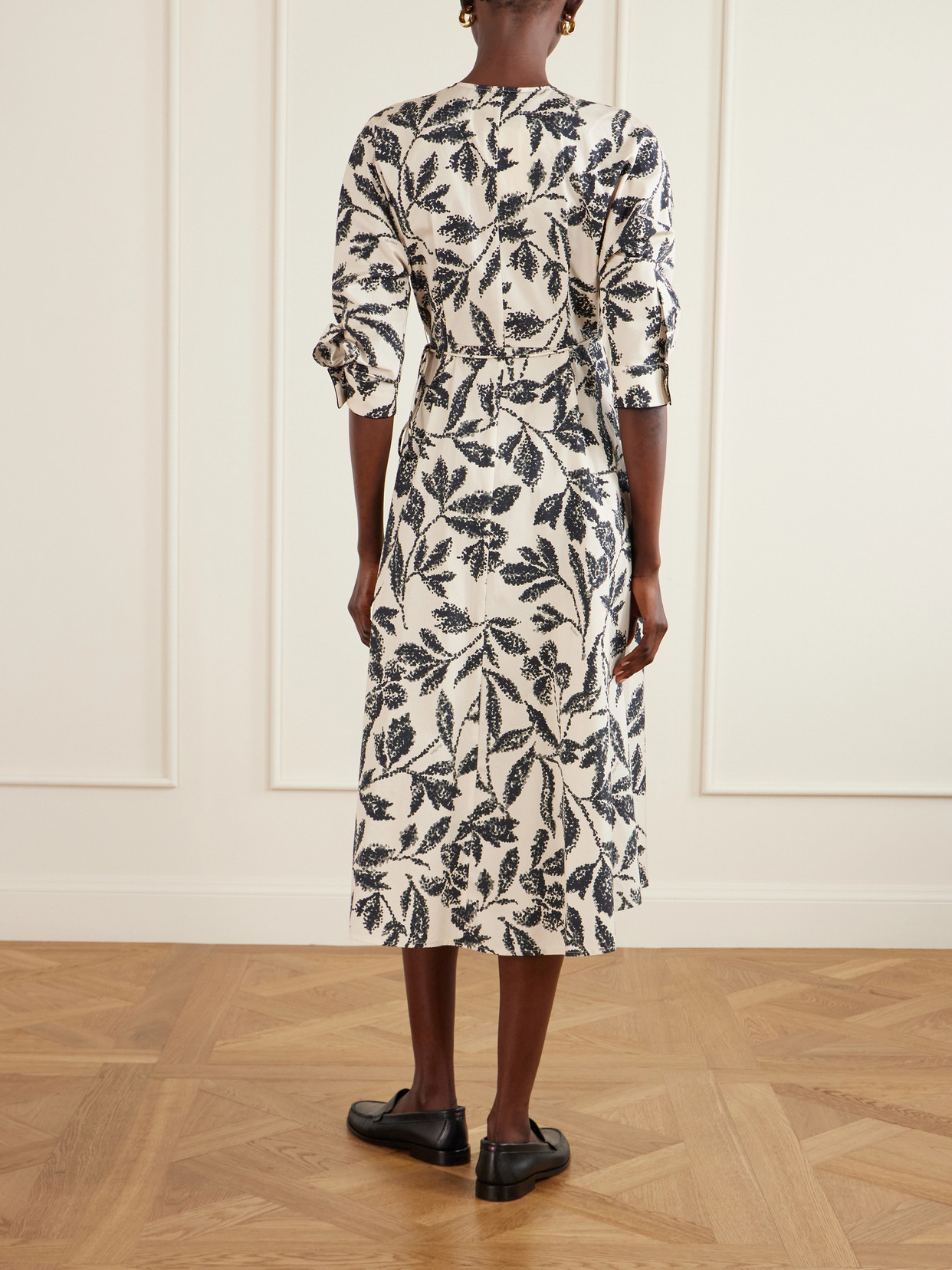 Max Mara Floral-print Cotton-poplin Wrap Dress In Neutral