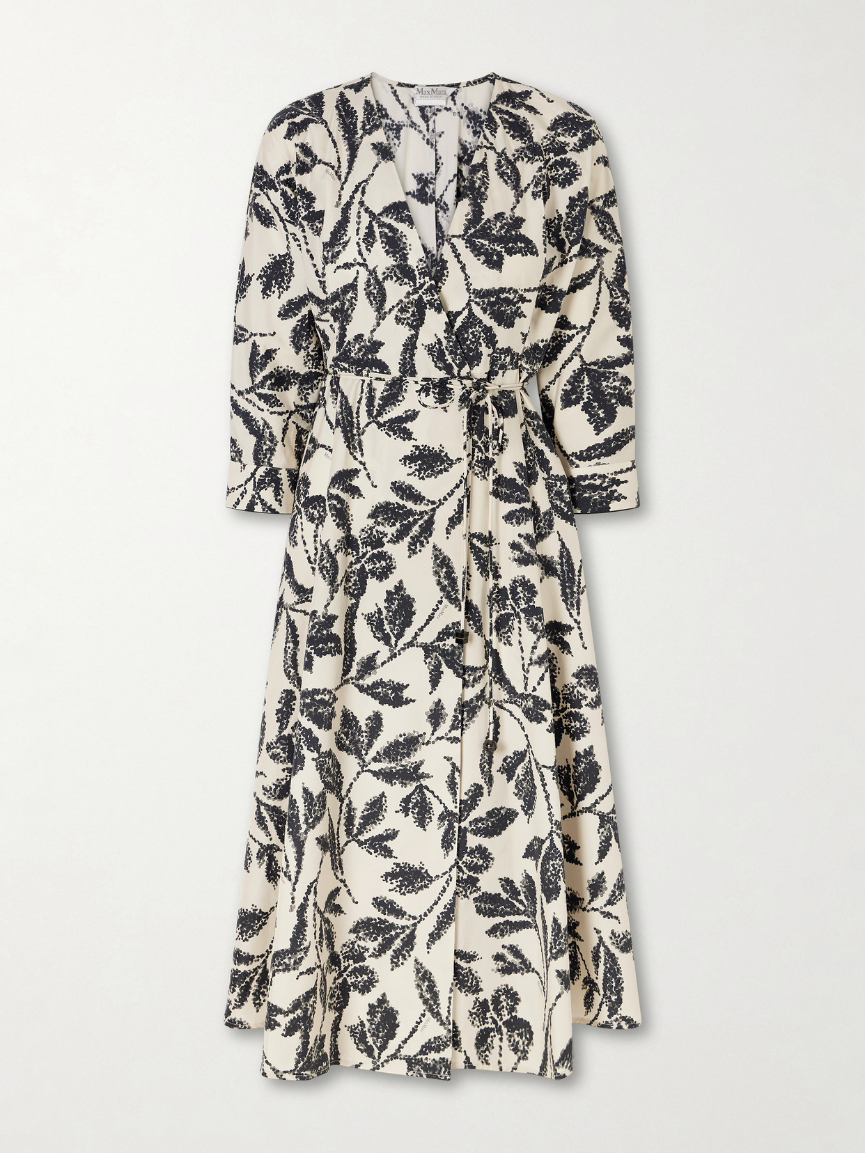 Max Mara Floral-print Cotton-poplin Wrap Dress In Neutral