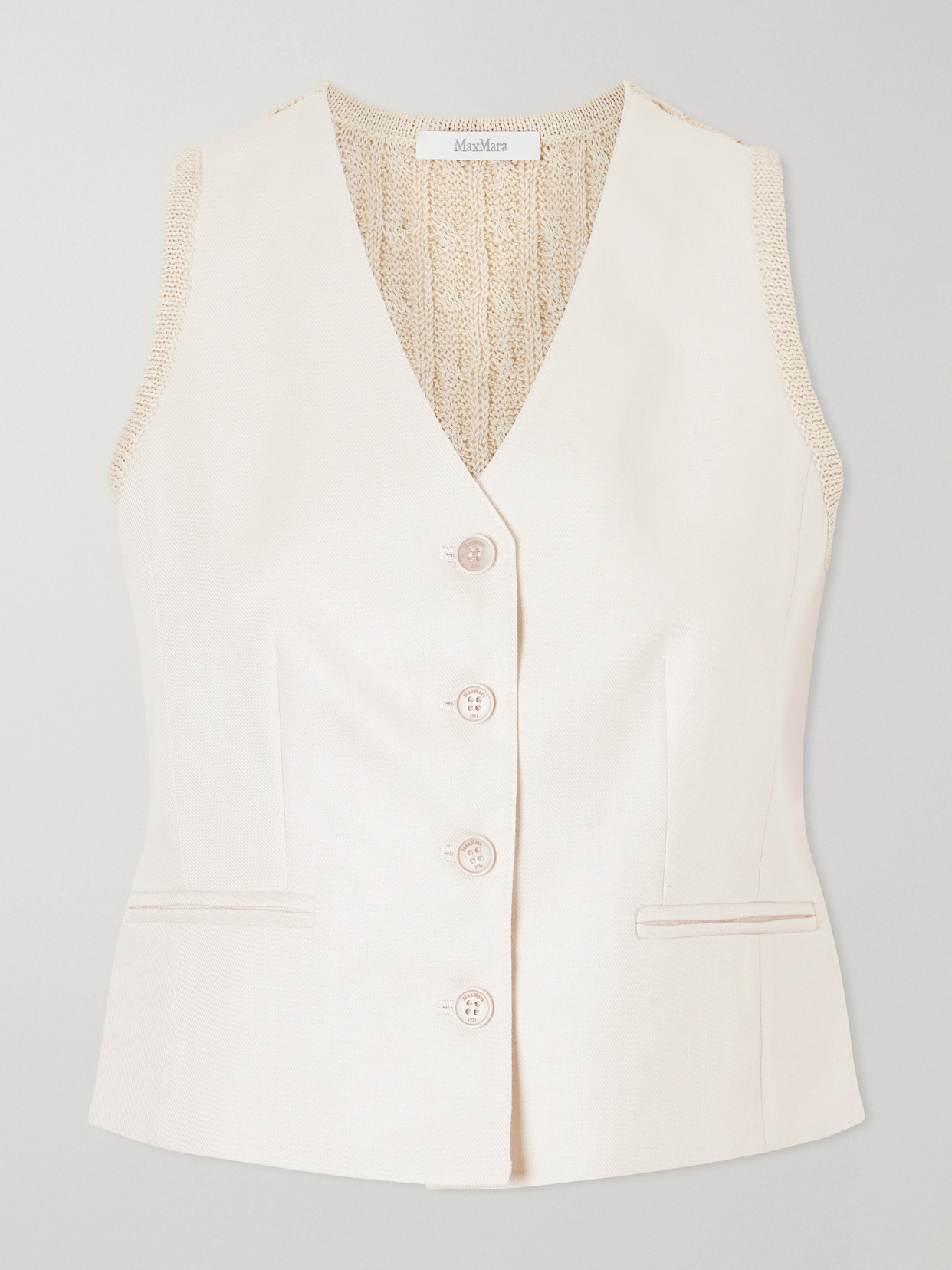 Max Mara Calibri Cable-knit Linen Vest In Neutral