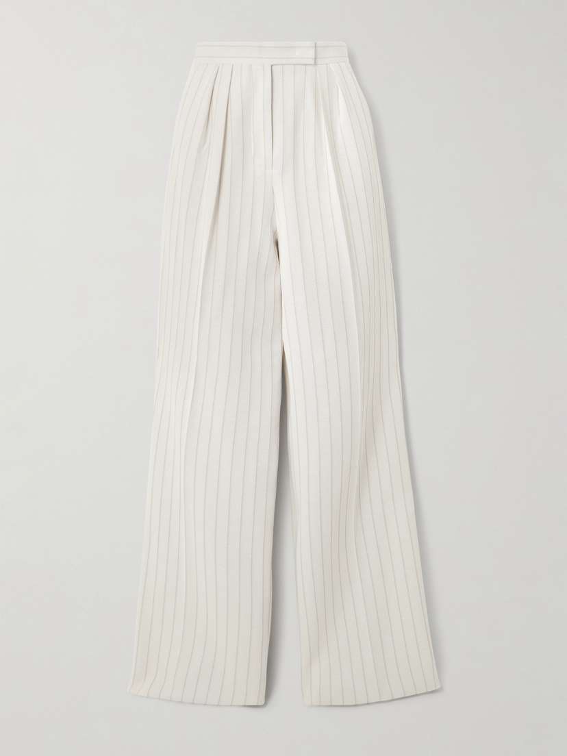 Max Mara — Pinstriped cotton-piqué wide-leg pants