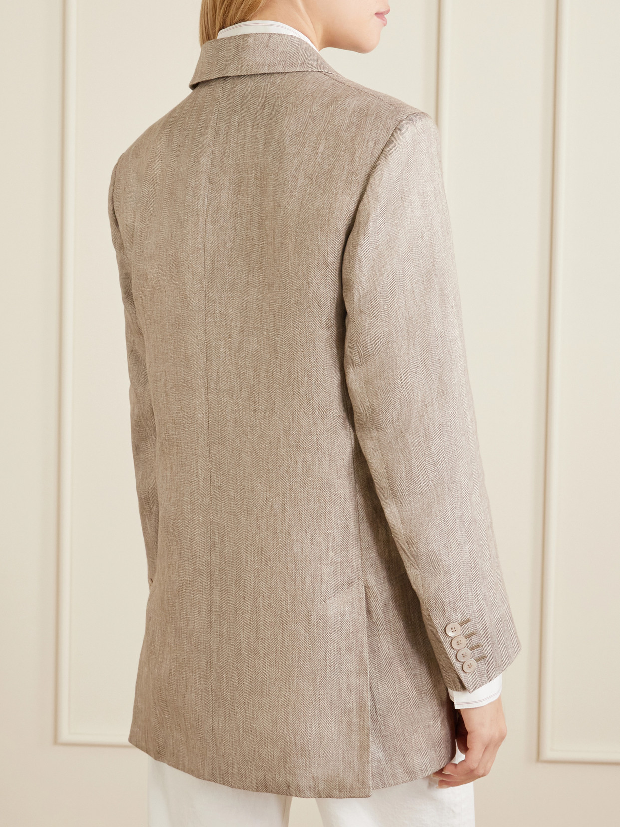 Max Mara Chic Mottled Linen Twill Blazer - Straight Fit With Peak-lapel Collar In Multi