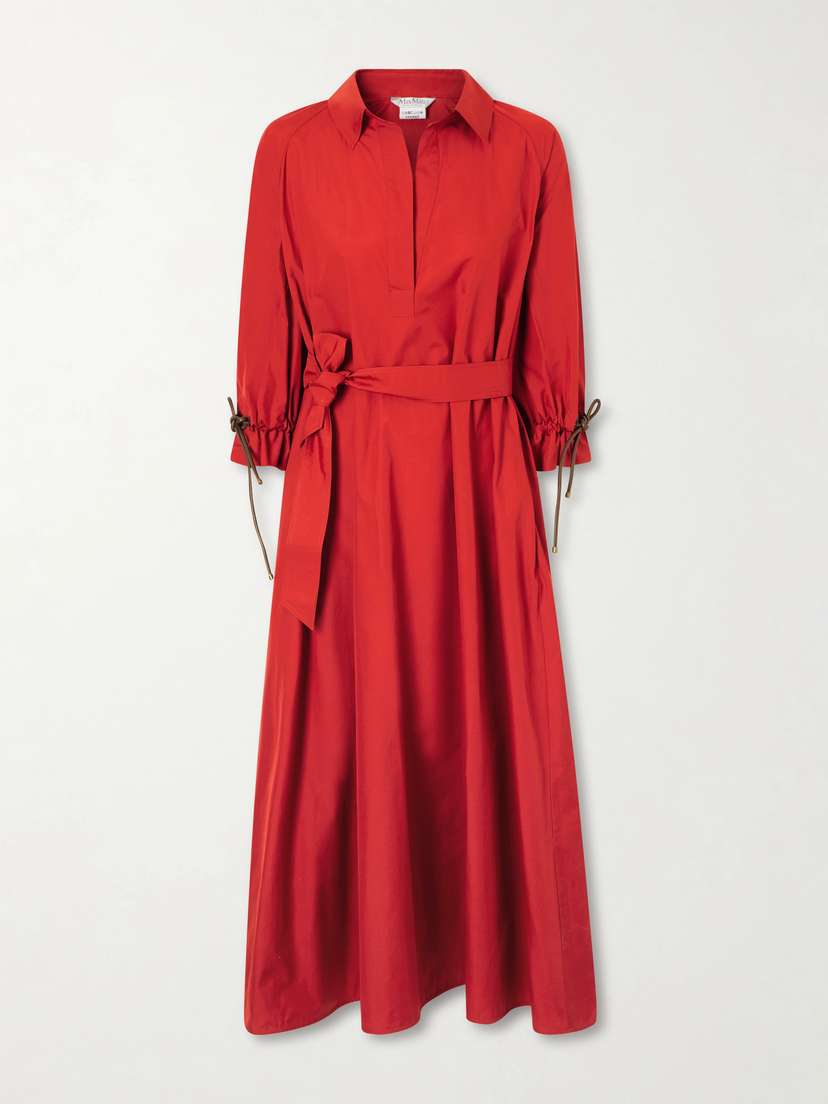 Max Mara — Tie-detailed cotton-poplin midi dress