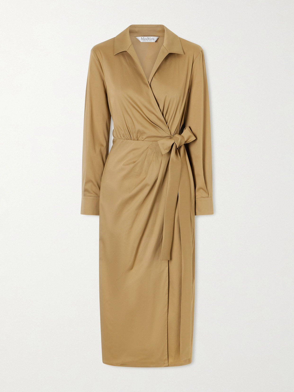 Max Mara Mxbeta Cotton-blend Poplin Midi Shirt Dress In Brown