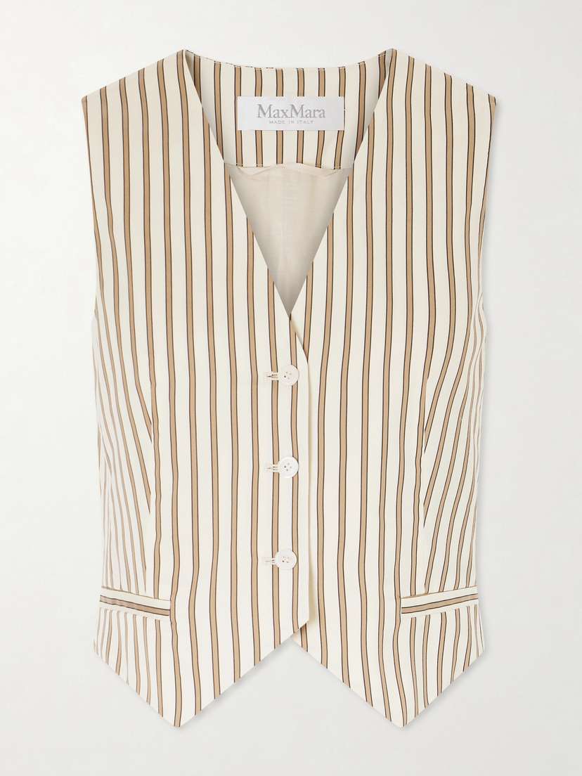 Max Mara Striped Cotton And Silk-blend Poplin Vest