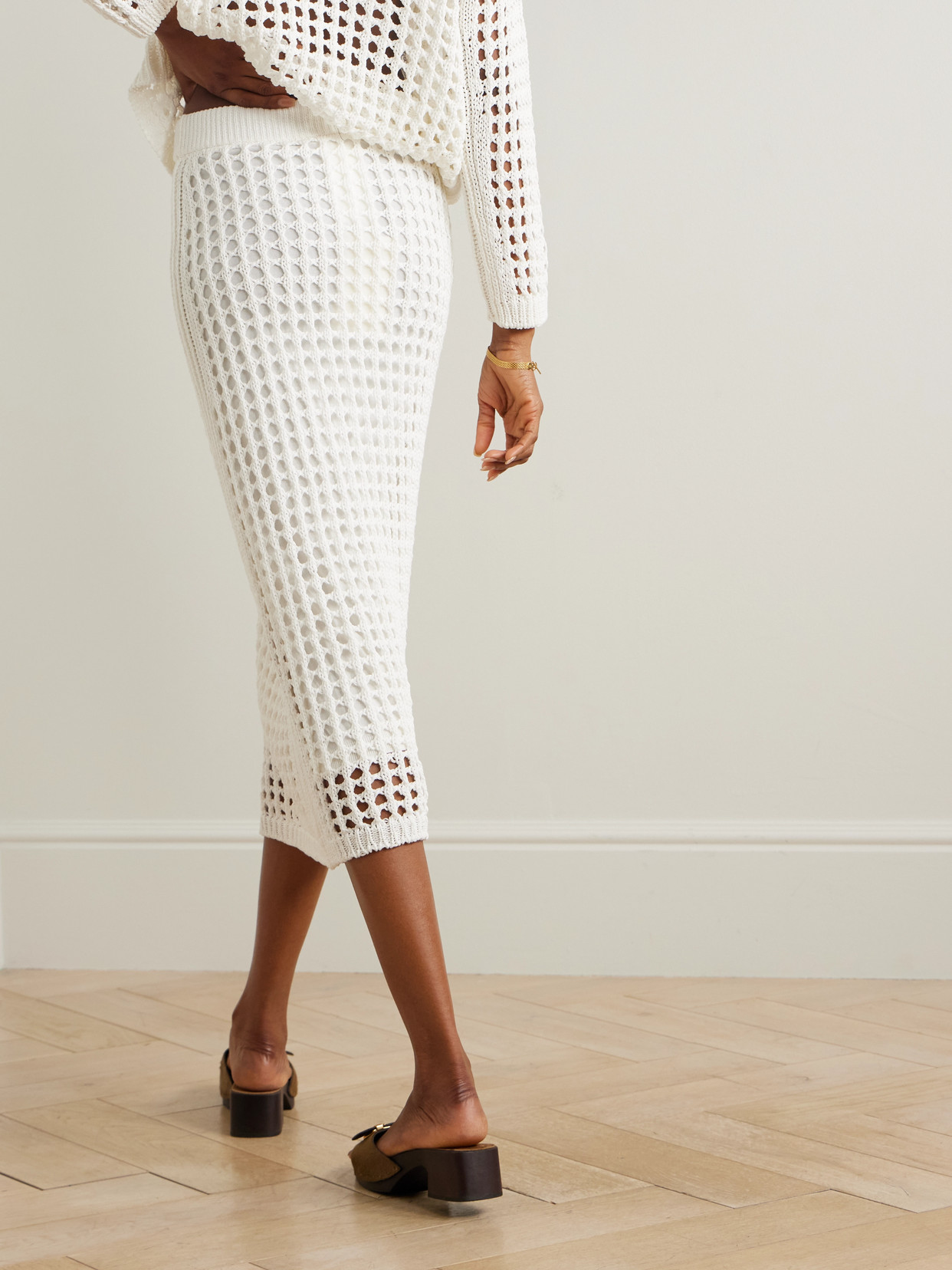 Max Mara Pure Cotton Webbing Mini Skirt With Elasticated Waist In White