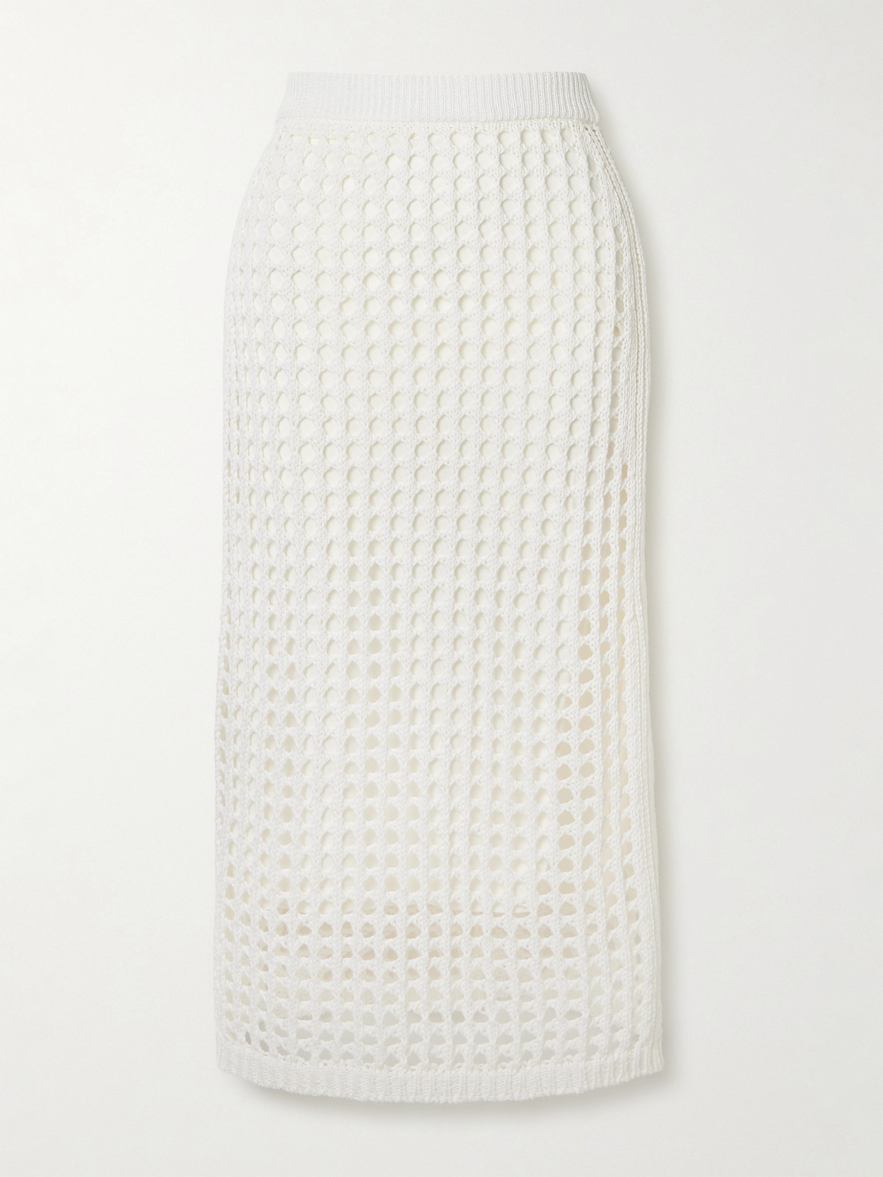 Max Mara Pure Cotton Webbing Mini Skirt With Elasticated Waist In White