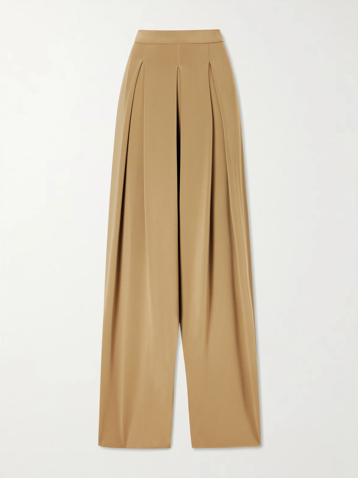 Max Mara Pleated Crepe Wide-leg Pants In Brown