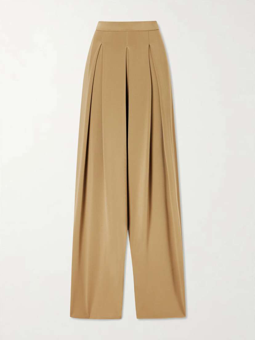 Max Mara Pleated Crepe Wide-leg Pants