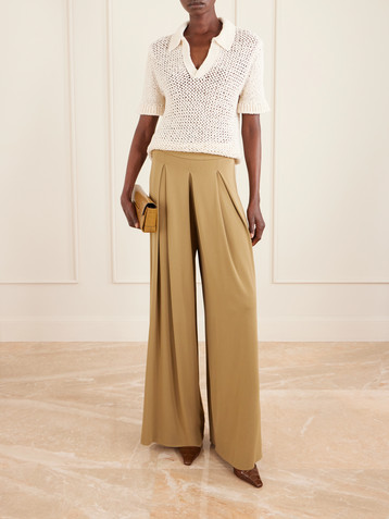 Max Mara Pleated crepe wide-leg pants