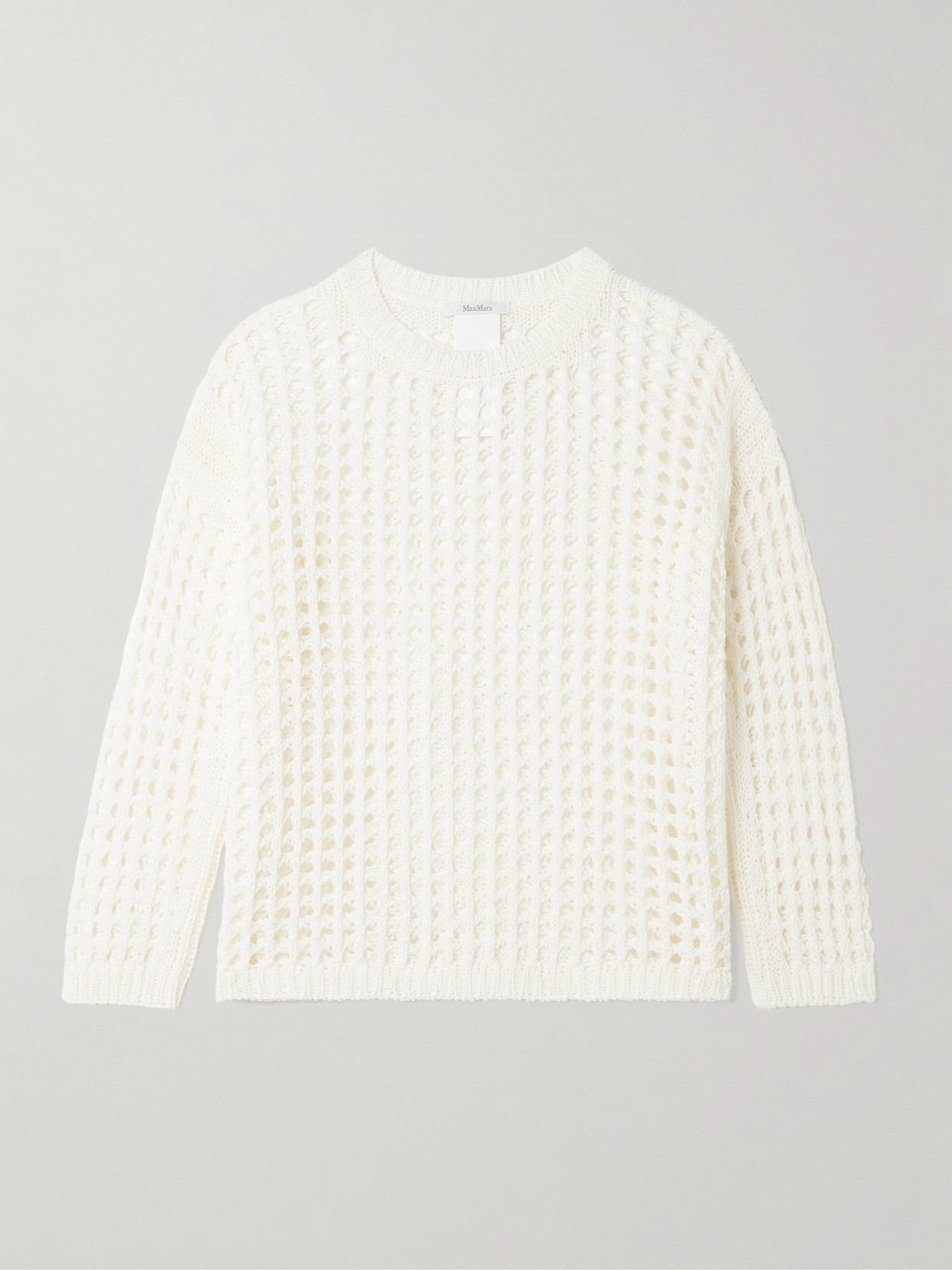 Max Mara Crocheted Cotton Sweater In White