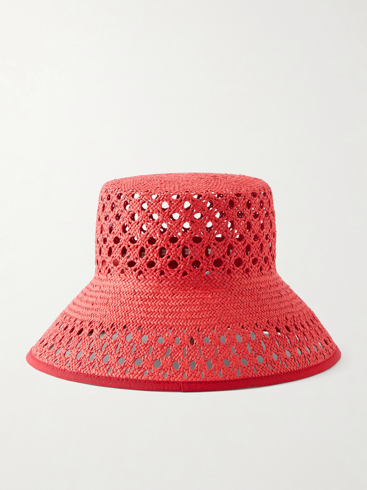 Max Mara Raffia Bucket Hat In Red