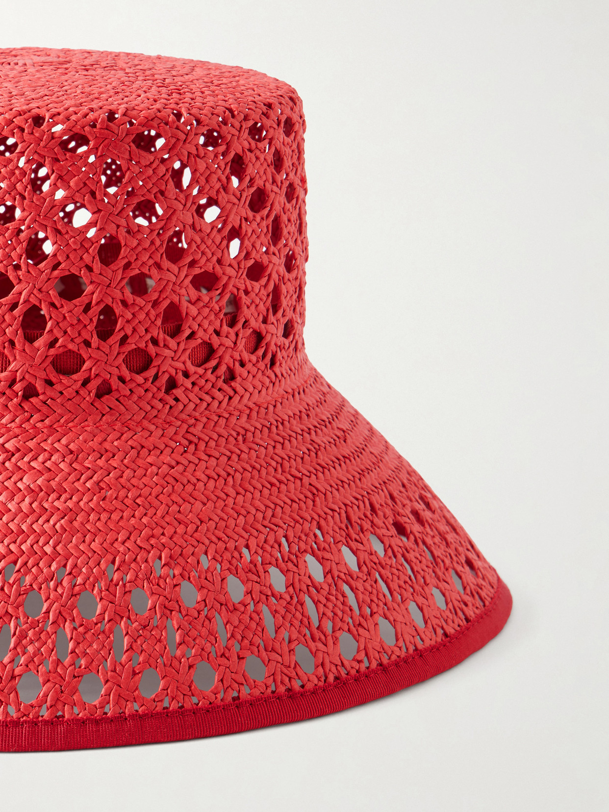 Max Mara Raffia Bucket Hat In Red