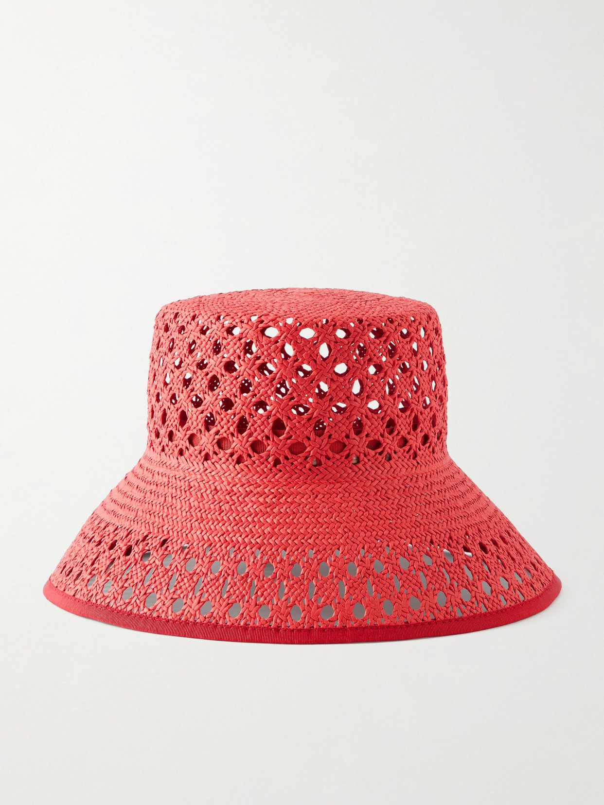 Max Mara Raffia Bucket Hat In Red