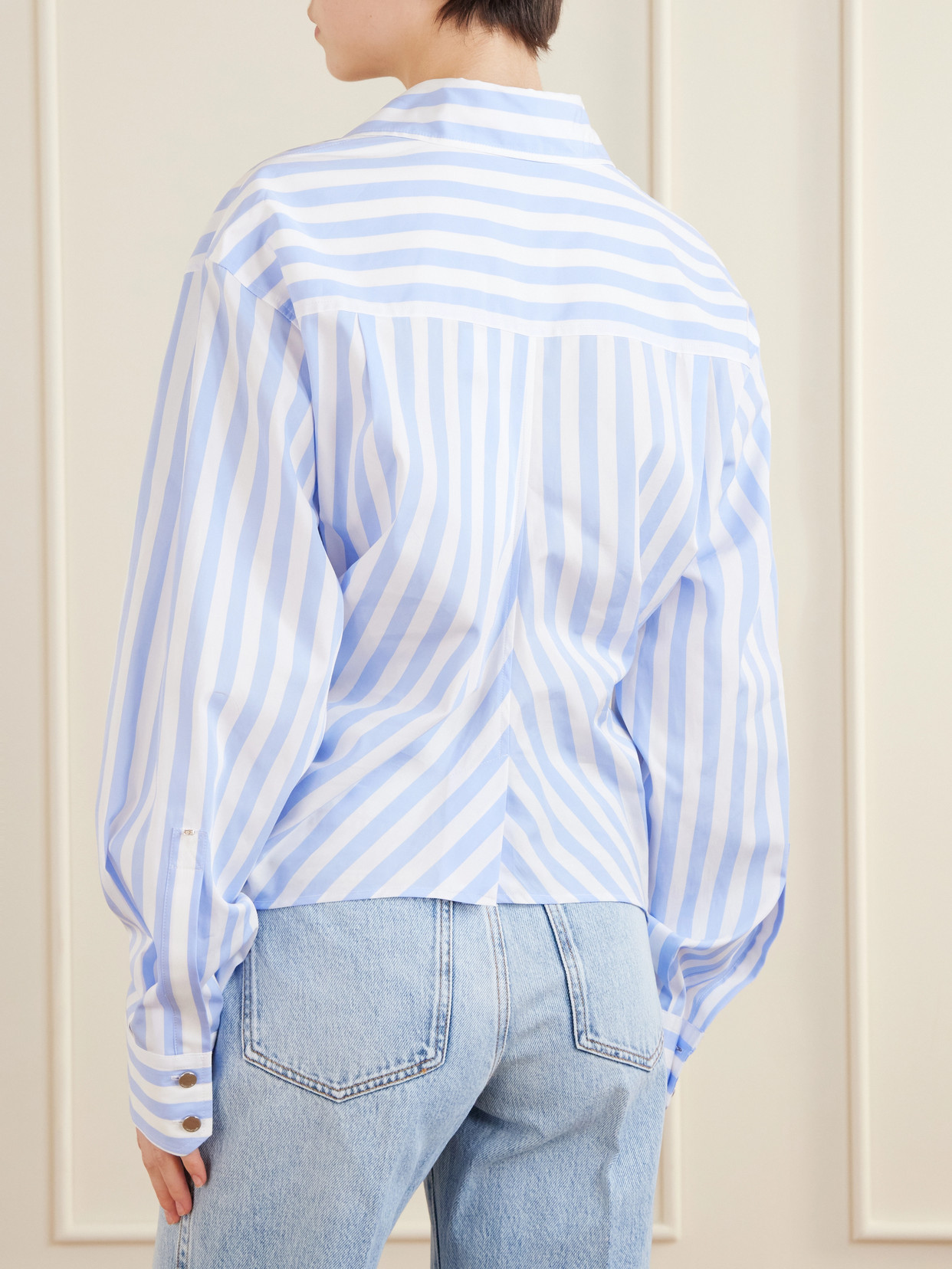Sportmax Palmizi Striped Knotted Shirt In Blue