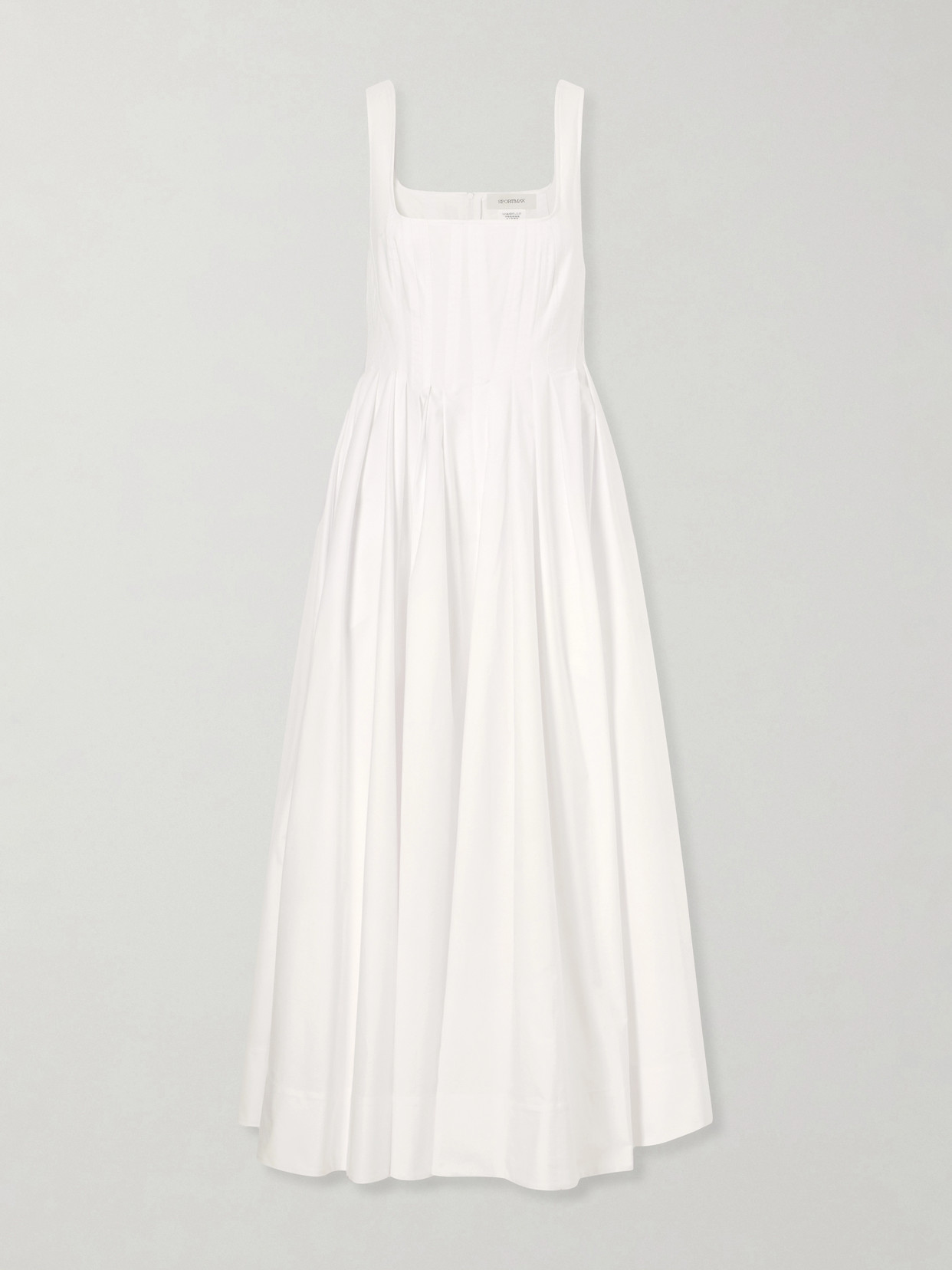 Sportmax Pleated Cotton-poplin Maxi Dress In White