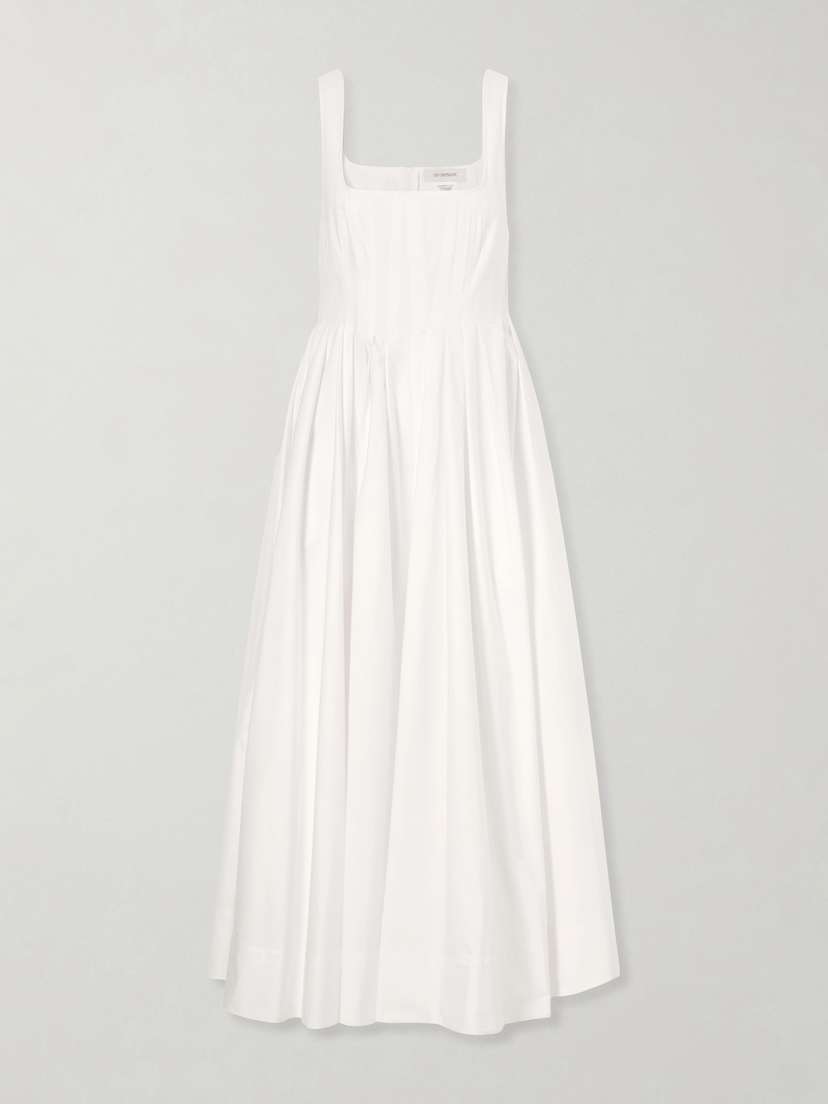 Sportmax Pleated Cotton-poplin Maxi Dress