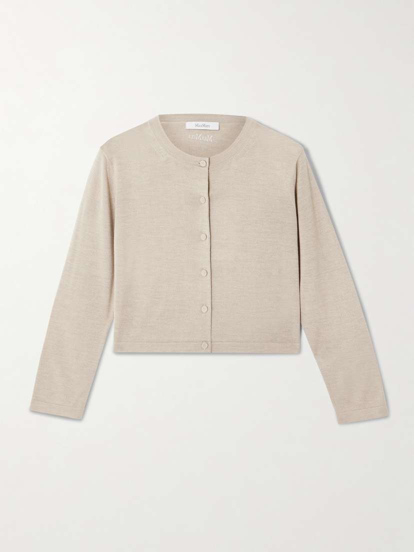 Max Mara Cropped Silk And Cashmere-blend Cardigan