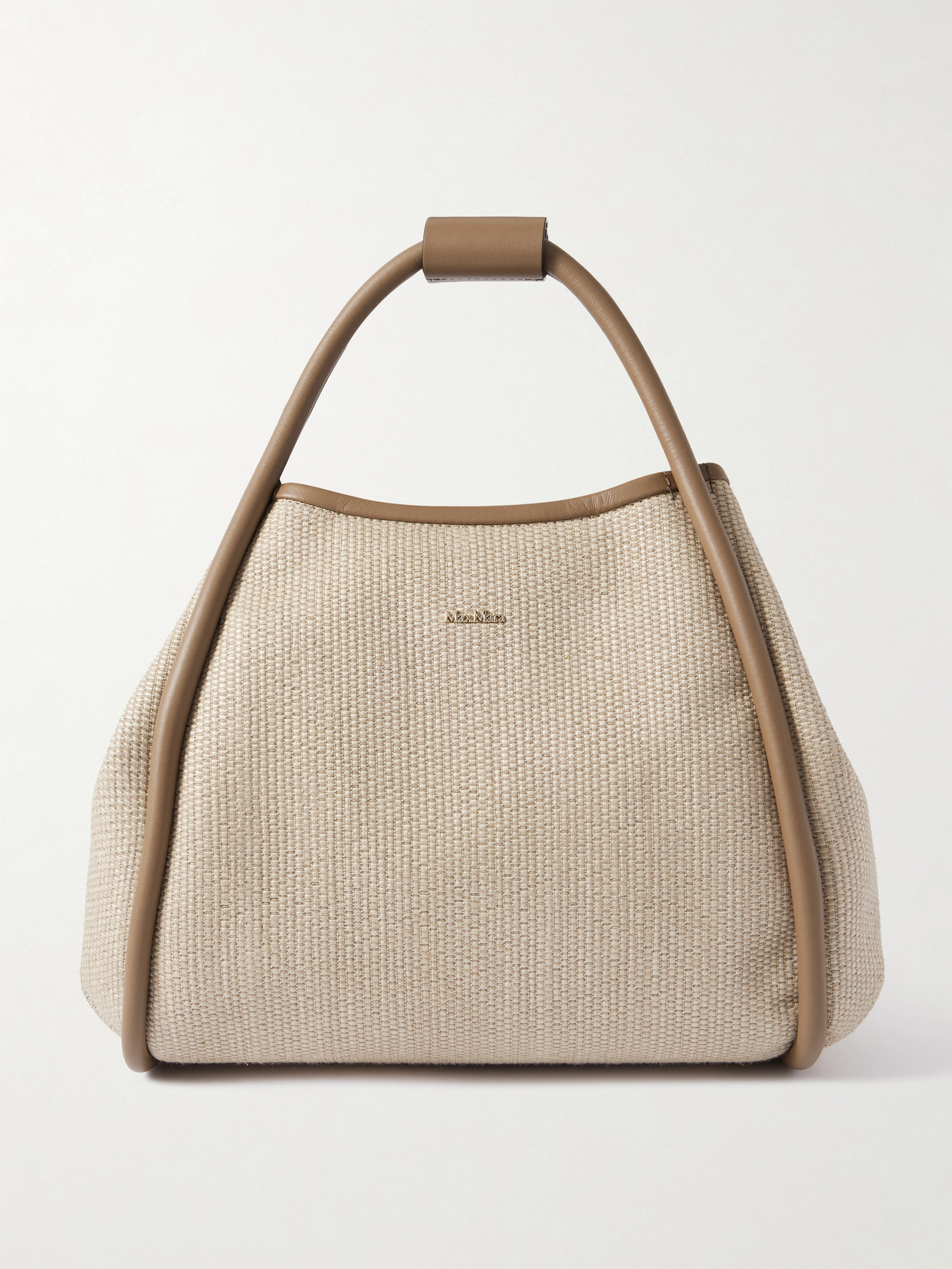 Max Mara Marine Leather-trimmed Faux Raffia Tote In Neutral