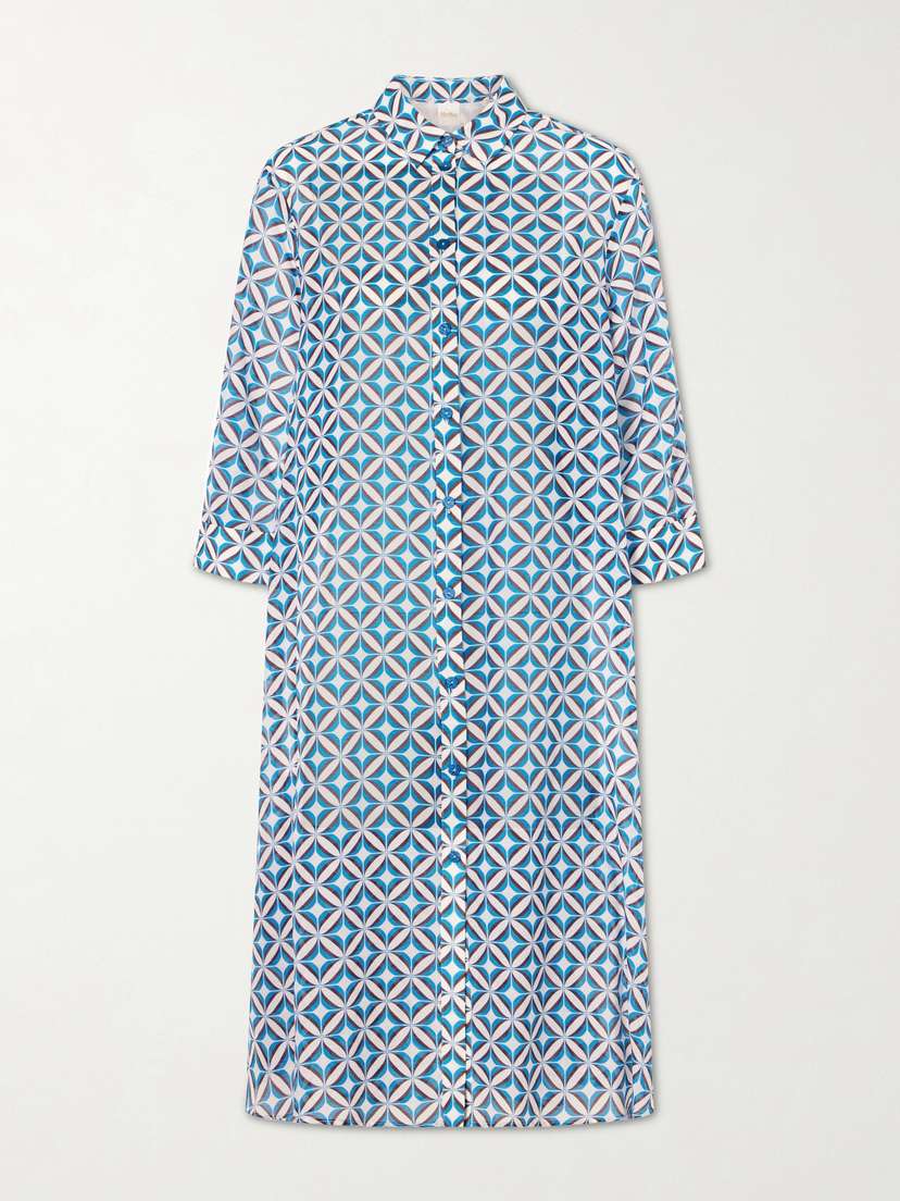 Max Mara Printed Cotton And Silk-blend Midi Dress
