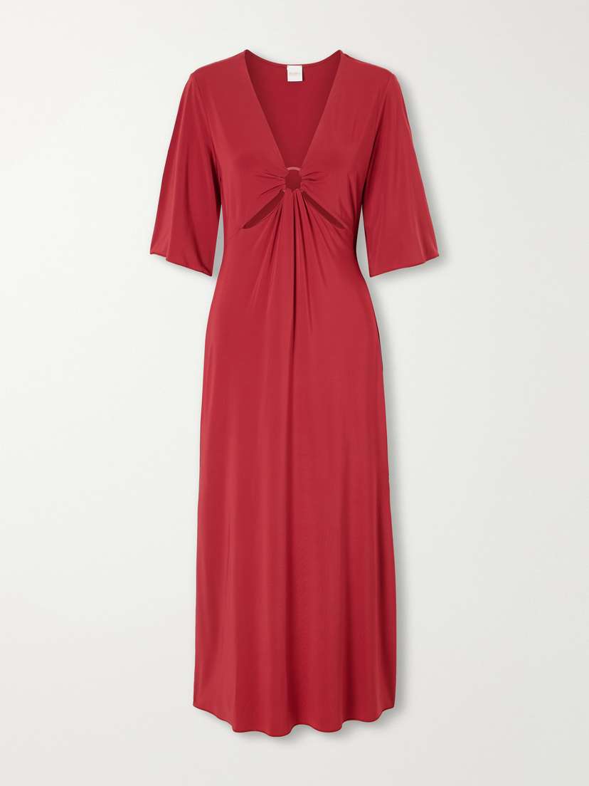 Max Mara Ruched Cut-out Stretch-jersey Maxi Dress