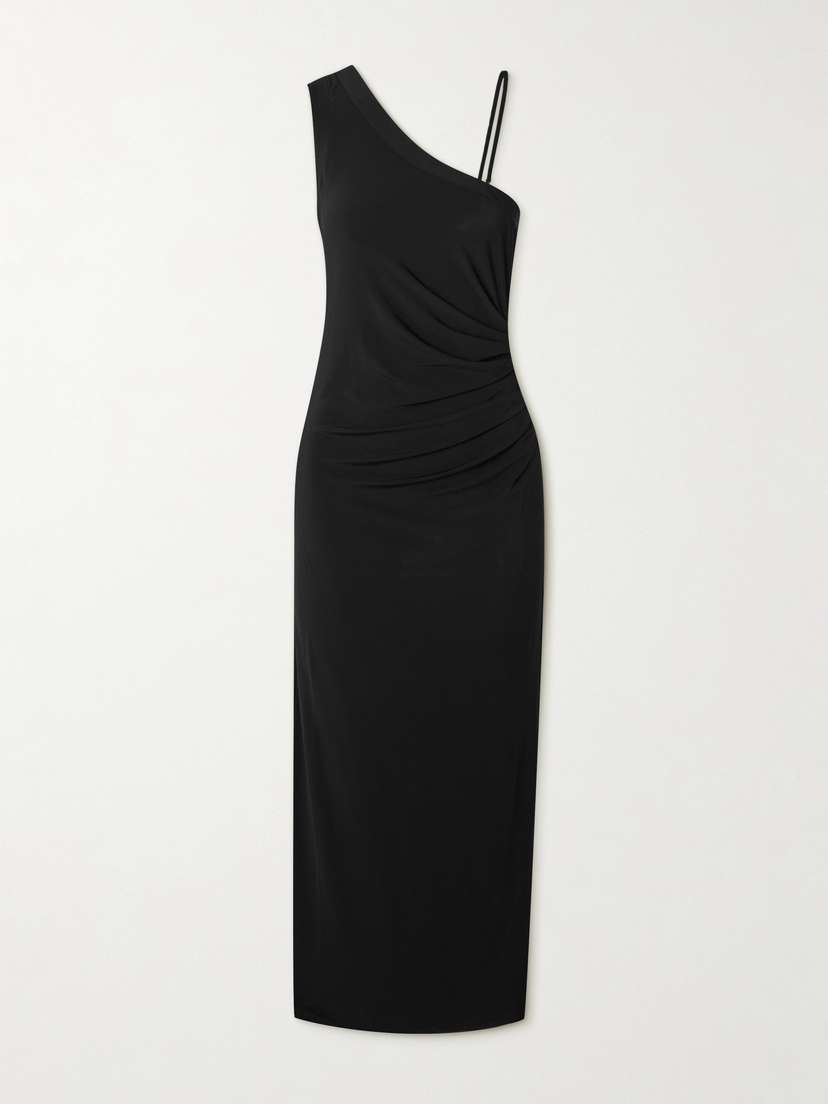 Max Mara One-shoulder Ruched Stretch-jersey Midi Dress