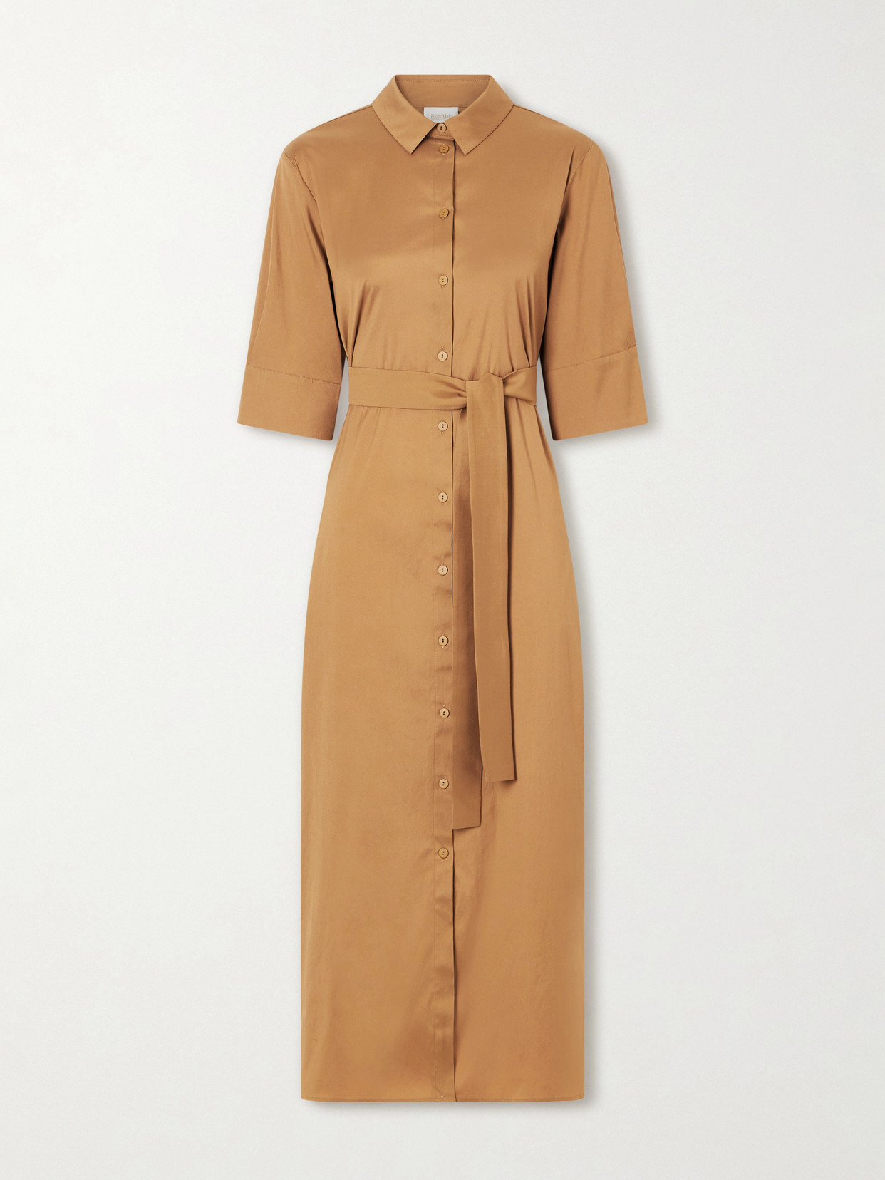 Max Mara Cotton-blend Poplin Midi Dress In Brown