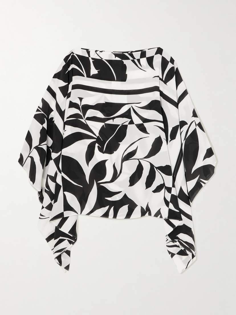 Max Mara Draped Printed Silk Crepe De Chine Blouse