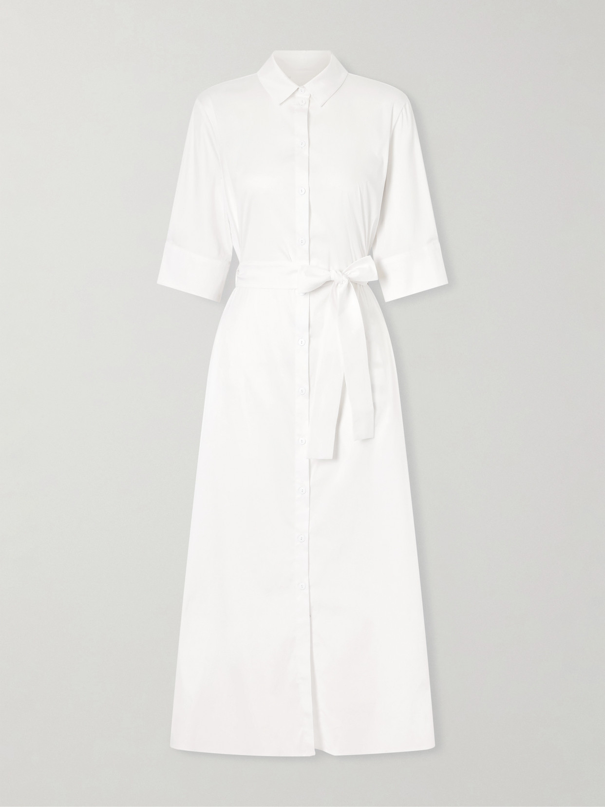 Max Mara Cotton-blend Poplin Midi Dress In White